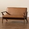 Baxton Studio Bianca Mid-Century Modern Walnut Brown Finished Wood and Tan Faux Leather Effect Loveseat 190-11393-ZORO - alternate 2